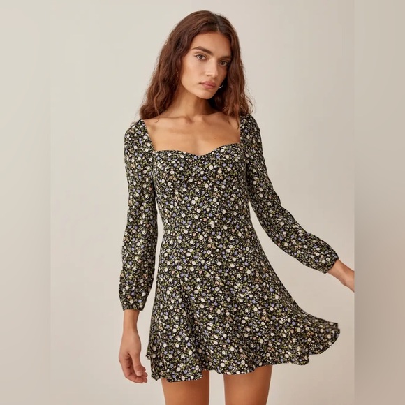 New! Reformation Mochi Long Sleeve Floral Mini Dress in Esprit 🪻🪻size 10 - Picture 5 of 16
